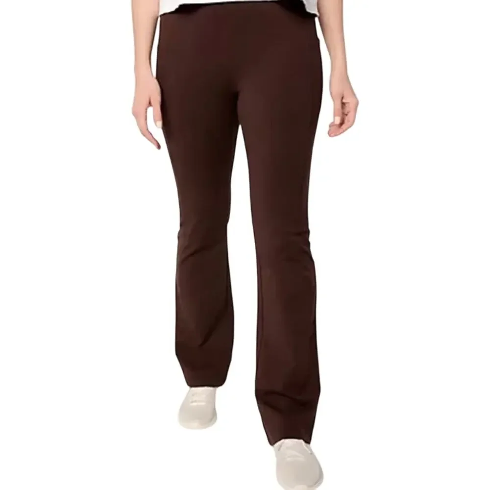 QVC Denim&Co Reg Yoga Stretch Lightly Boot Pant w/Pockets Brown NWOT Size XS - Picture 1 of 8